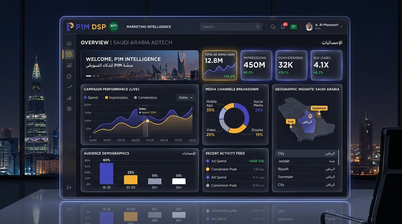 P1M DSP Marketing Intelligence Dashboard Teaser UI